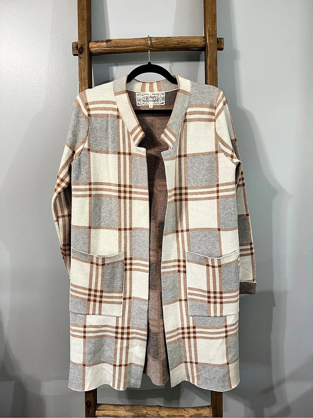 Pink Martini Collection Harmon Plaid Longline Cardigan Duster Coatigan Small